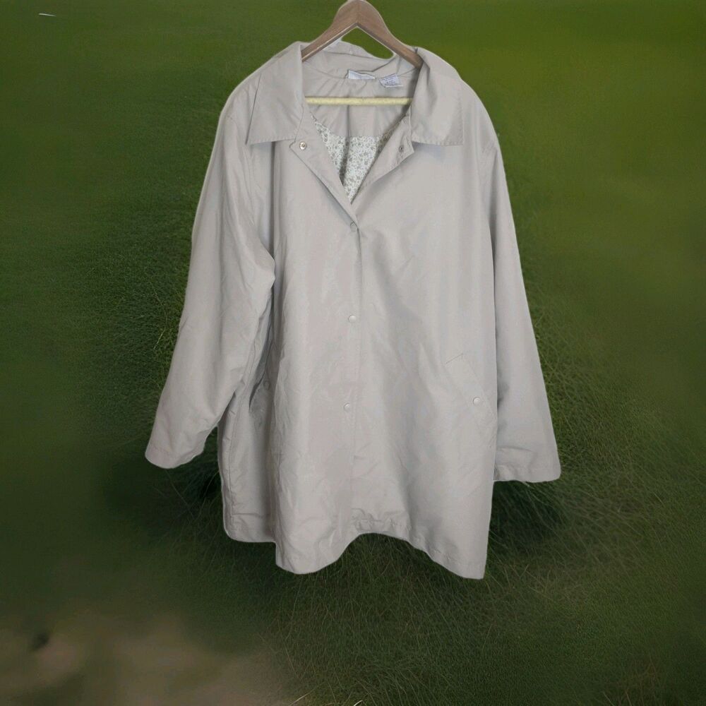 Vintage Blair Windbreaker Jacket Women Plus Size 3XL Beige Snap Pockets